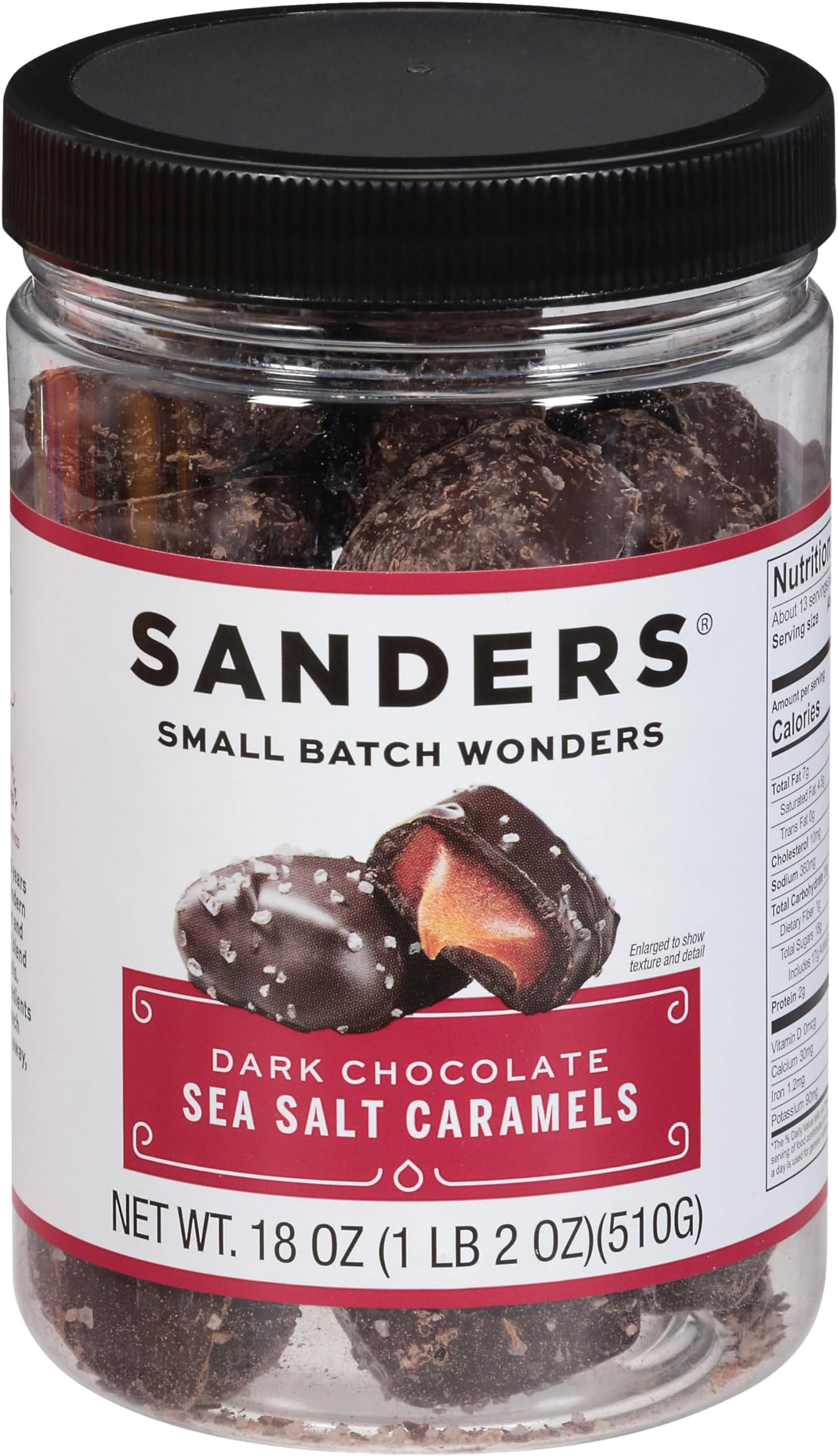 Sanders Dark Chocolate Sea Salt Caramels - 18 oz Tub