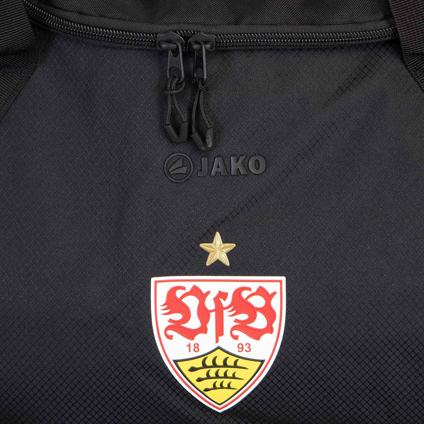 Sac à Dos Officiel VfB Stuttgart JAKO - Noir, 34x21x46 Cm, Deux Compartiments, Bretelles Rembourrées