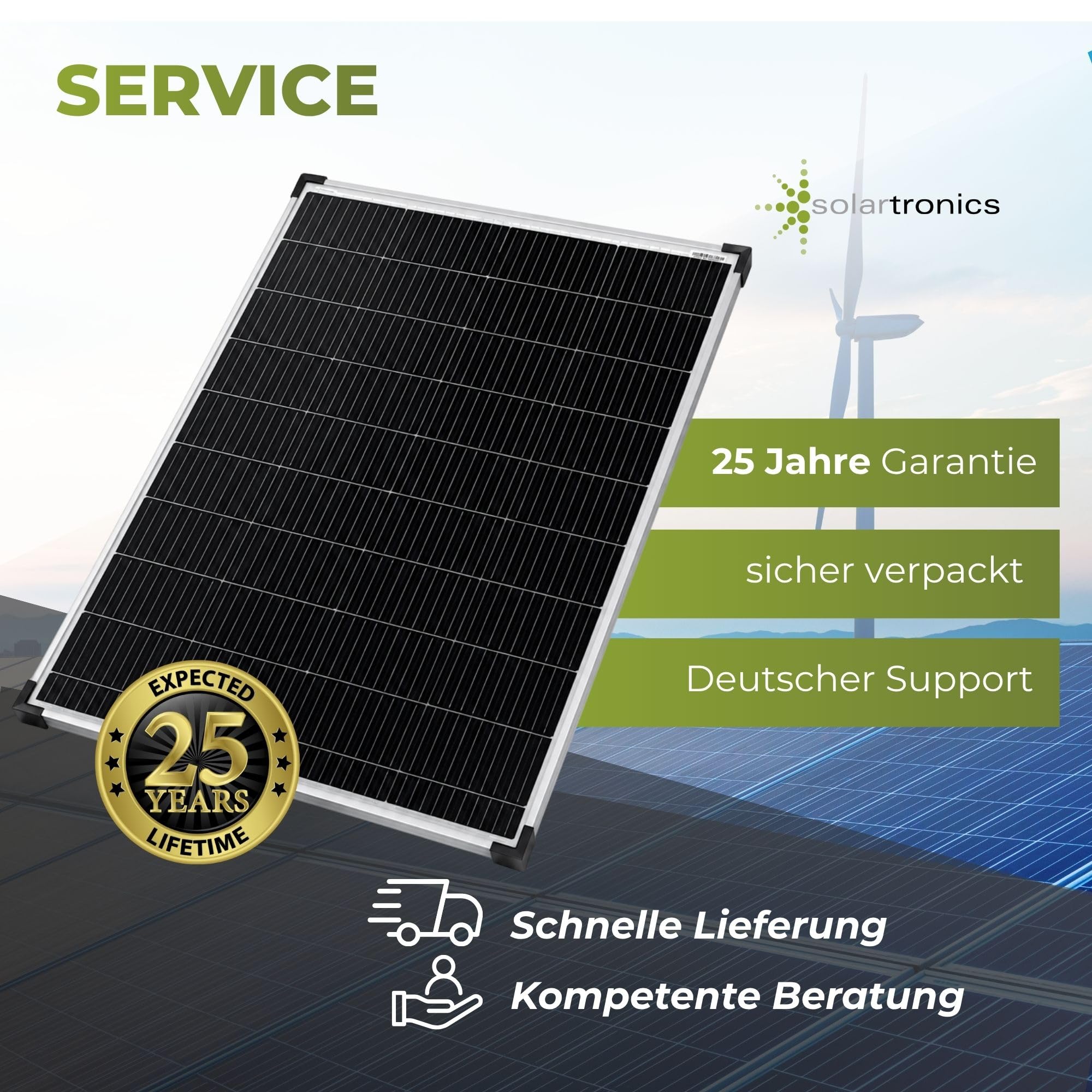SOLARTRONICS Solarpanel 130W Monokristallin Bifazial Schwarz Silber | Glas-Glas 890 x 770 x 35 mm 7,05 kg 6,31 A