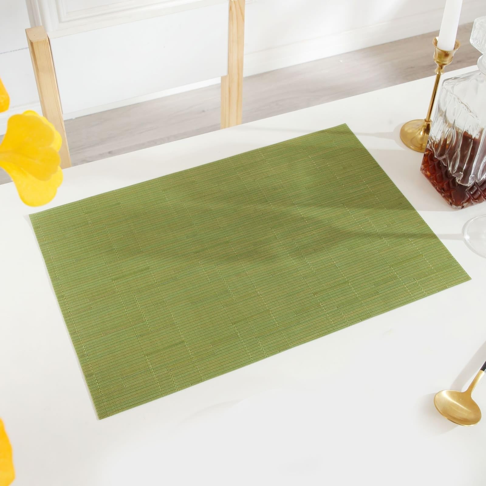 Set de table rectangulaire PVC lavable 30x45cm moderne KnSam jaune