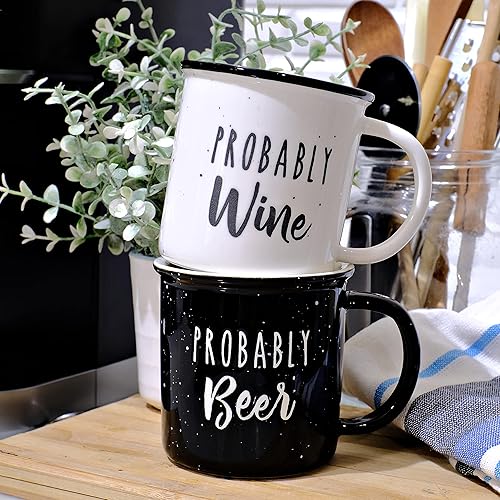 Miniatura 8 de MAINEVENT Probably Beer Probably - Juego de 2 tazas de café de cerámica, regalo divertido para amantes de la cerveza para cualquier ocasión, idea de