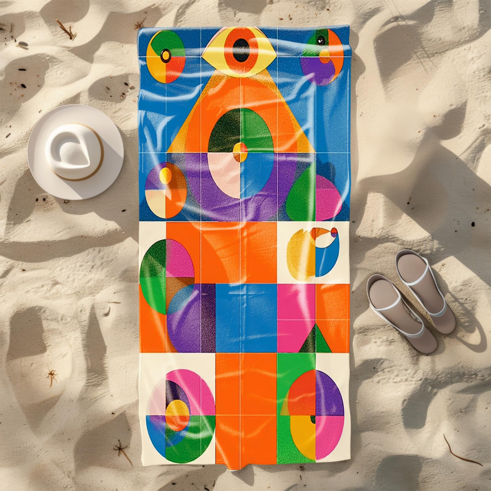 Genérico Toalla Playa Grande 100X200 Azul Naranja