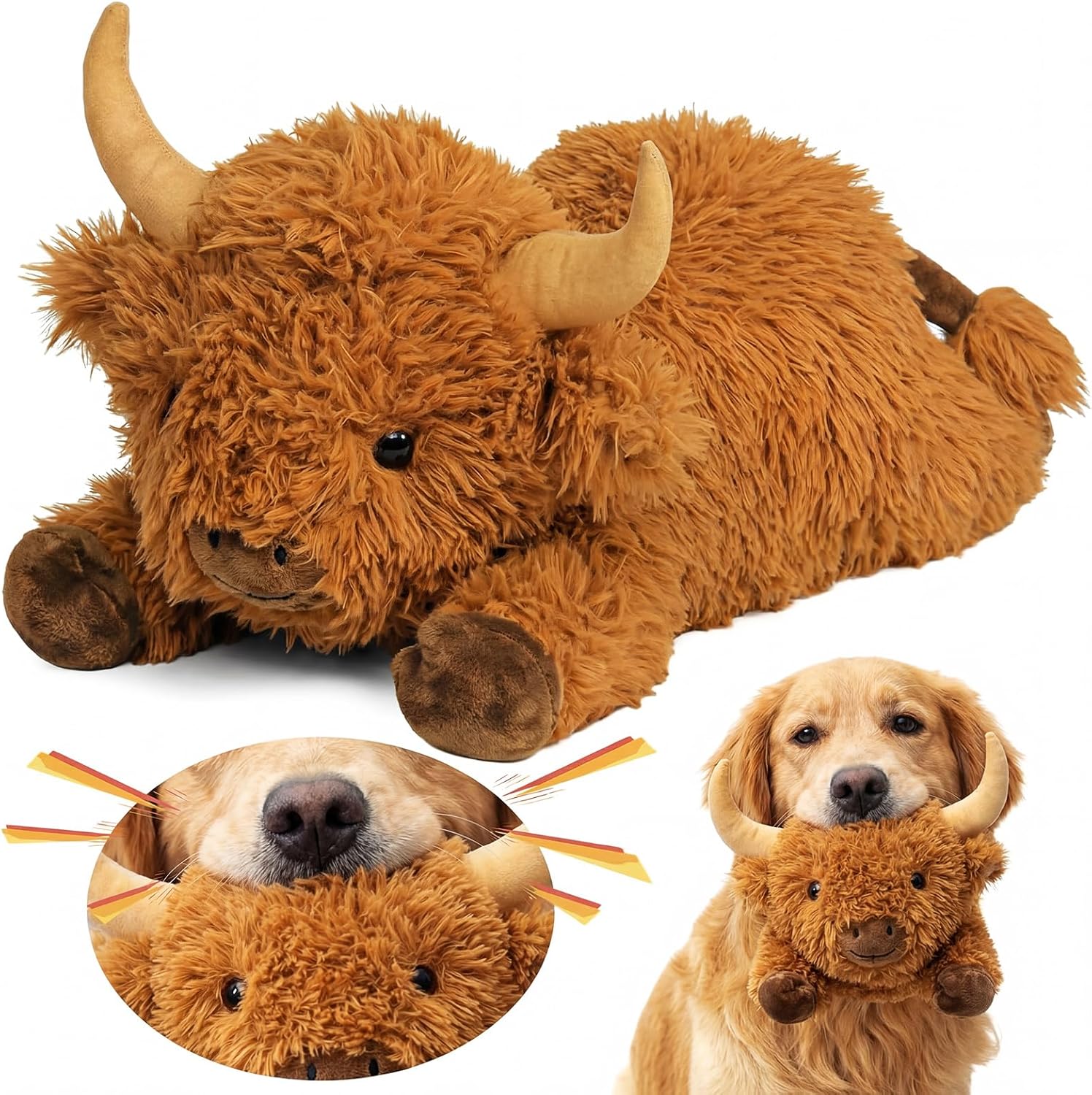 Juguete para Perro Highland Cow con Chirriador, Seenelling