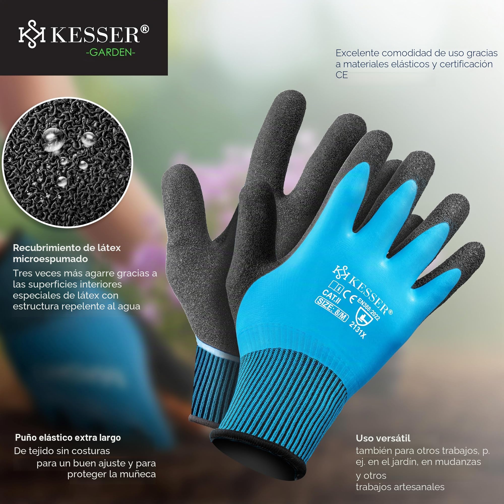 KESSER® Set de sacos para jardín, Saco para residuos de jardín incl. guantes, 4 asas, estable/robusto/plegable - Sacos para hojas, 500 l (2er Pack) / Gris