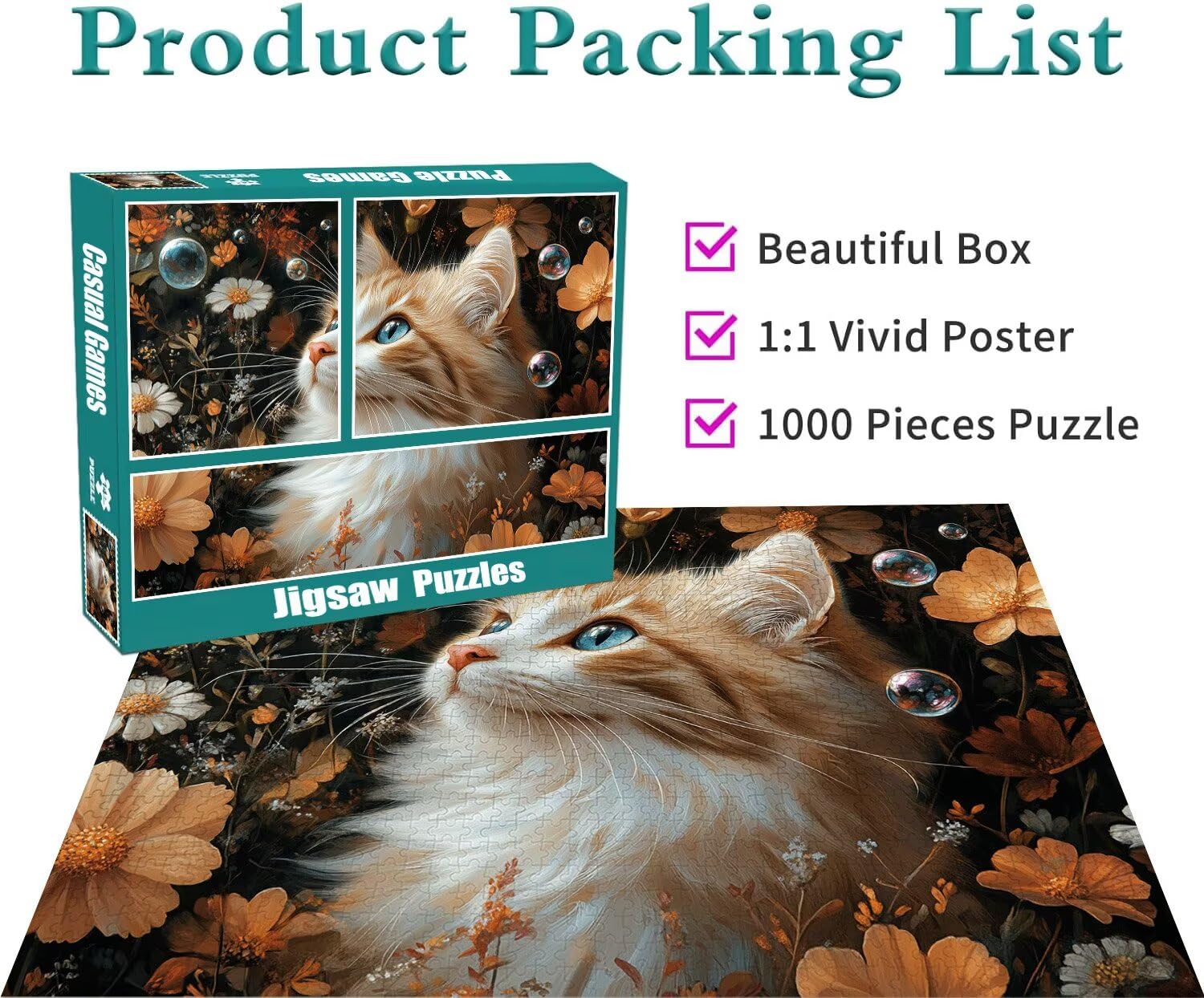 Puzzle Erwachsene 2000 Teile Katze Blume Educa Jigsaw für Kinder ab 8 Jahren Mädchen Jungen, Erwachsene Impossible Klassische Puzzles Schwer, Anspruchsvoll Spielspaß, Als Geschenke 70x99cm t-690