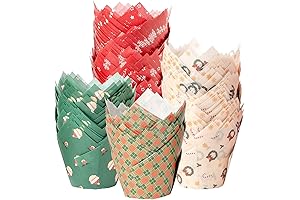 Katbite Christmas Tulip Cupcake Liners for Festive Baking
