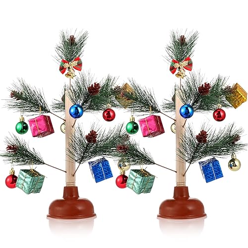 2 Sets Christmas Tree Plunger Funny Gag Gift Exchange White