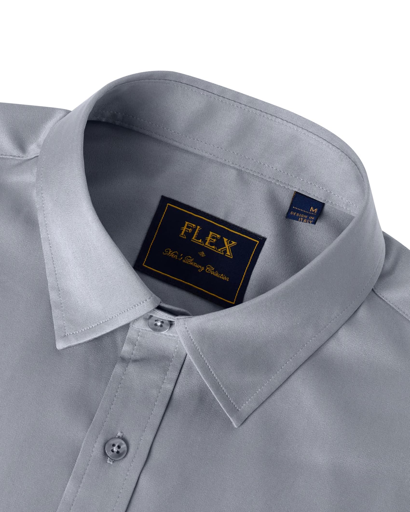 J.VER Camicie da uomo a maniche lunghe, tinta unita, elasticizzate, senza pieghe, camicia formale da lavoro, casual, con bottoni, Grigio argento, 4XL