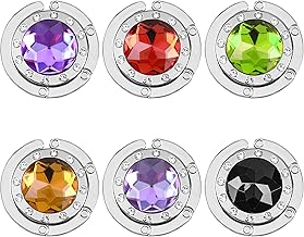 Kurtzy Pack of 6 Portable Handbag Holder - Silver Foldable Metal Bag Hook - Bag Hanger for Restaurants, Offices & Cafes - Gift for Women & Girls