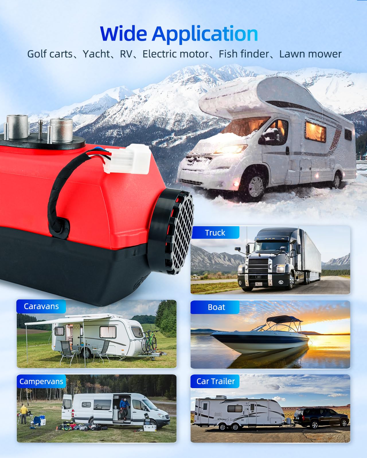 12V 5KW Air Diesel Heater przenośny zestaw ogrzewania postojowego Night Heater z przełącznikiem LCD i pilotem zdalnego sterowania i tłumikiem oraz zbiornikiem paliwa 10L, ciche ogrzewanie Diesel dla
