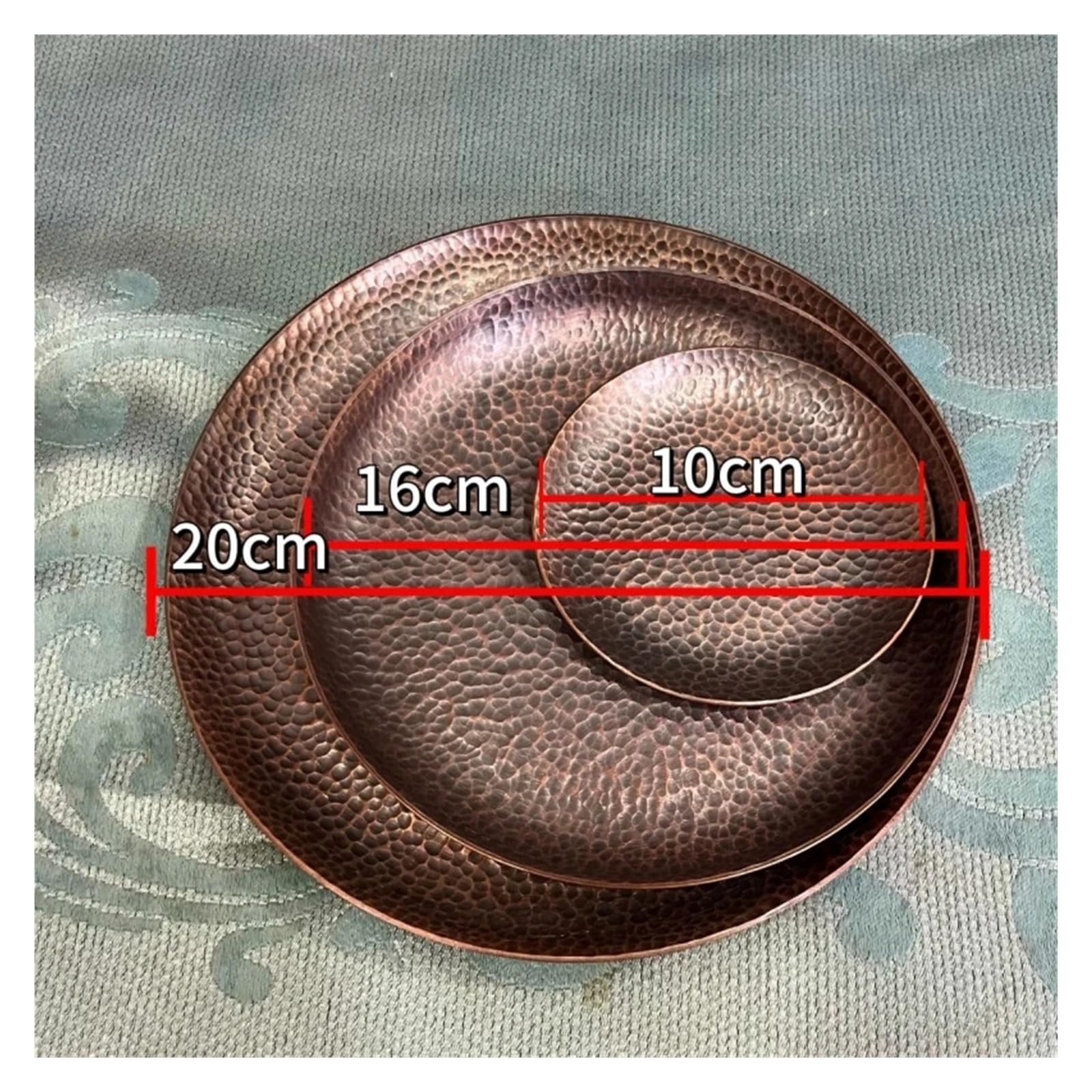 Plateaux Martelés Plateau de Tasse à café en cuivre Pur Vintage | Fromage maison de disque de tasse de thé de texture de marteau fabriqué à la main(10cm)