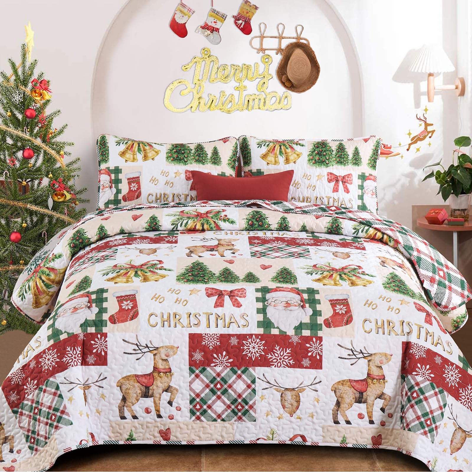 Aazon.co: Enghoeus Christas Quilt Set King Reversible Bedspread
