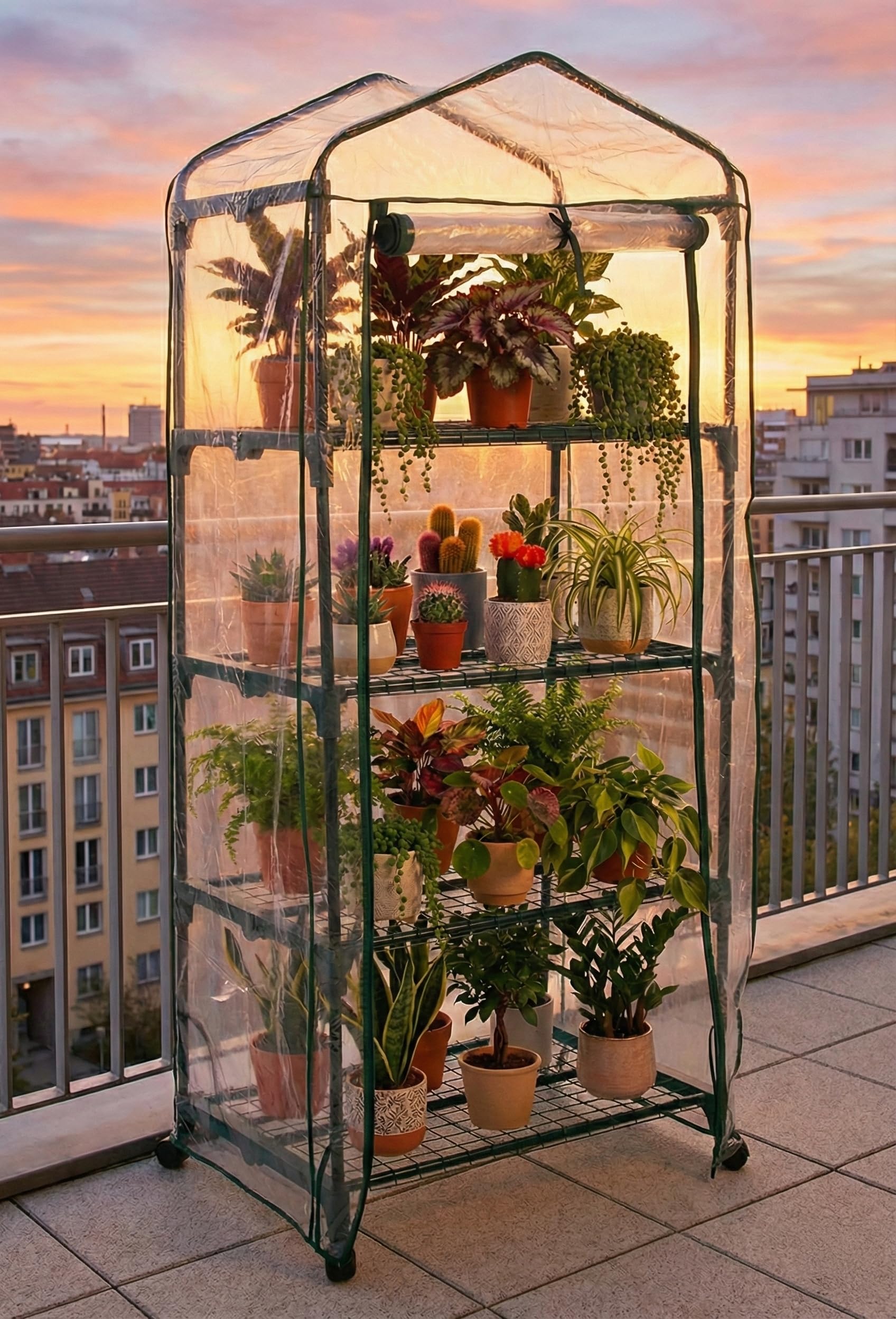 Biotop B2092 - Invernadero Exterior estándar de 4 Bandejas – Compacto y portátil para terrazas y Jardines | 68 x 49 x 156 cm, 4,92 kg