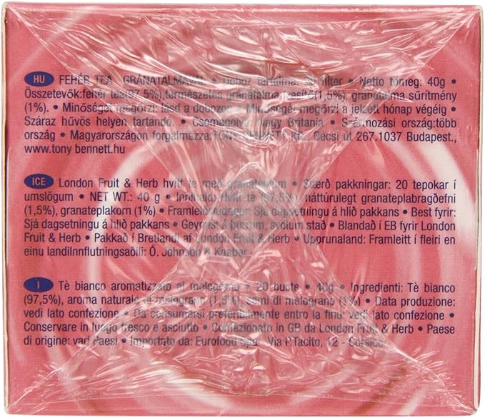 London Fruit And Herb Company White Tea And Pomegranate Teabags Pack Of 12 Total 240 Teabags Amazon Co Uk Grocery