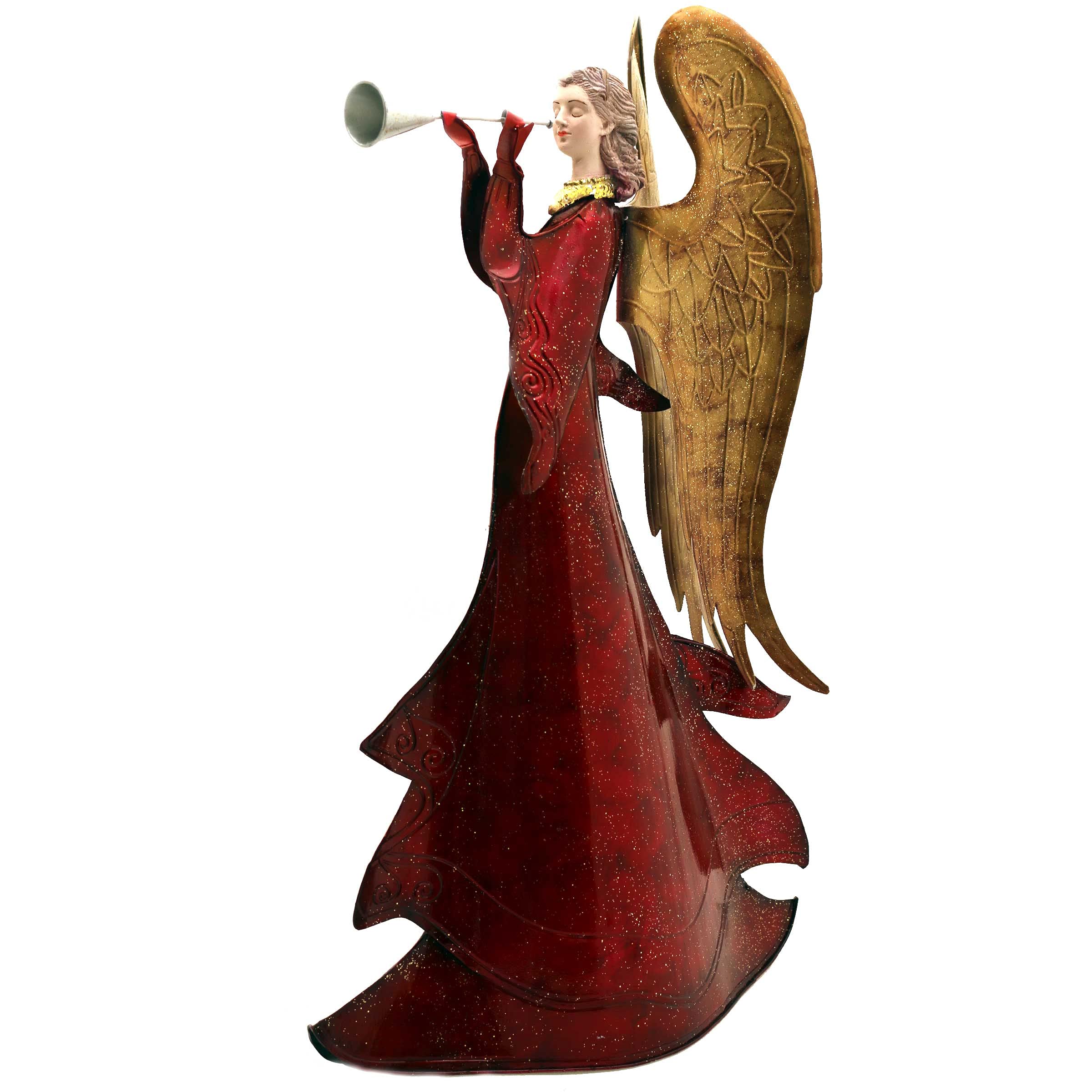 Gall&Zick Engel, Dekofigur, Weihnachten, Weihnachtsfigur, (Rot mit Trompete)