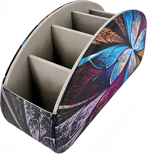 Miniatura 4 de Soporte de control remoto de piel sintética, organizador remoto de TV con 5 compartimentos, mesita de noche o organizador de escritorio para TV,
