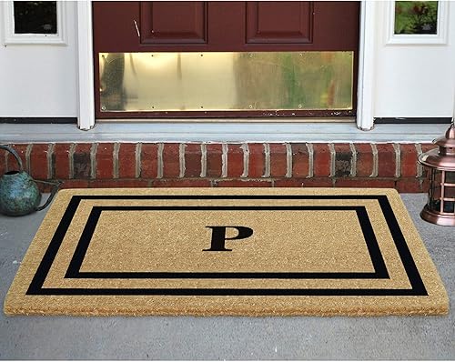 Tapete personalizado con monograma de fibra de coco para puerta delantera, entrada al aire libre, decoración de porche de lujo, tapete