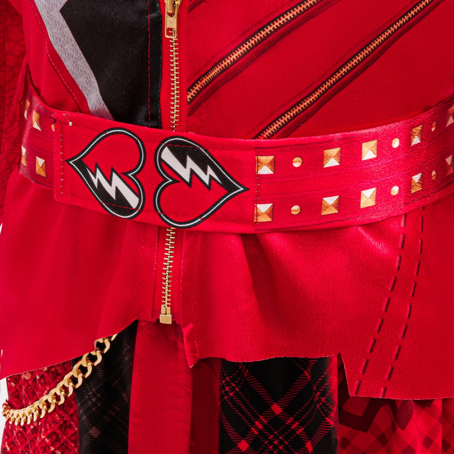 Niña Red Disfraz Cosplay Wonderland Red Estampado 4 Piezas Set Chaqueta‌ Vestido Pantalones Cadena para Carnaval Halloween Fiesta Mascarada Juego de rol Disfraz Rojo 100-150