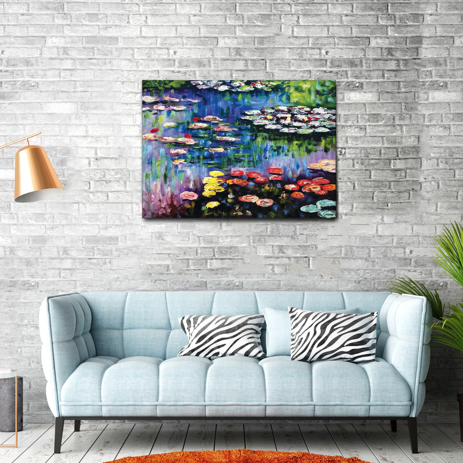 Giallobus - Quadro - Claude Monet - Ninfee dello stagno a Giverny - Tela Canvas Telaio Standard - 100L x 70l cm - Pronto da appendere - Quadri moderni per la casa
