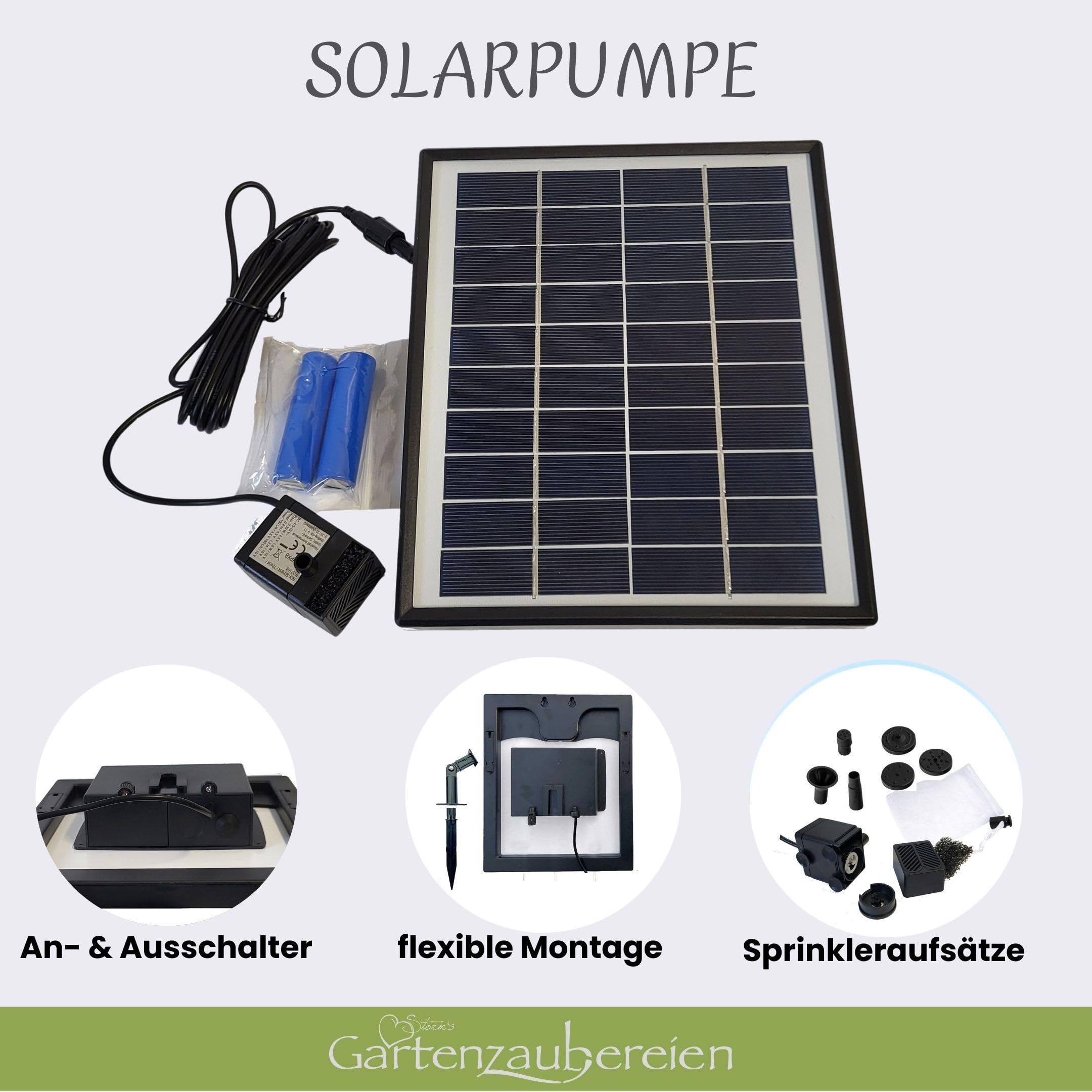 Storm's Gartenzaubereien Solar Wasserspeier Seemann Set mit Akku - 2er Set Matrosen Figuren in Strick-Optik - Maritimes Wasserspiel Garten/Balkon/Miniteich - 6.5W Modul mit 4-5h Laufzeit - 3m Kabel