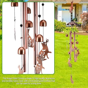 Wind Chimes Outdoor, Wind chimes for Garden Yard outdoor Decor, Garden Decor, Best Gardening Gift for Mom Women Grandma Friend, Patio Decor for Balcony, LIving Room, Yard (Cat)