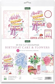 Katy Sue Designs Birthday Cake & Flowers 3D Die-Cut Decoupage Sheets for...