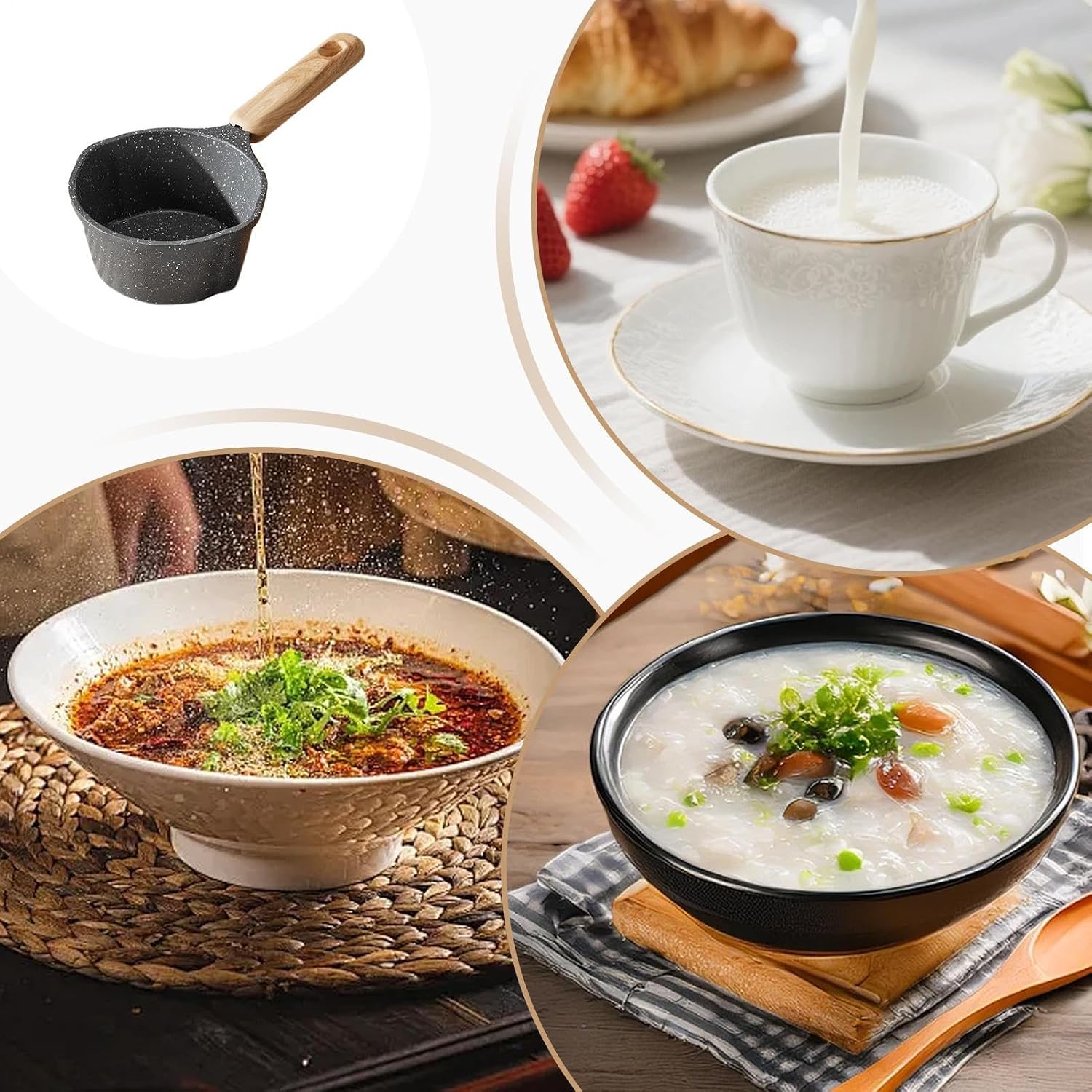 Milk Warmer Pot - 250ML Non-Stick Boiling Cookware - Milk Boiler Pot | for Soup, Tea, Coffee, Water, Butter, Sauce, Cereal, Kitchen Stove, Home