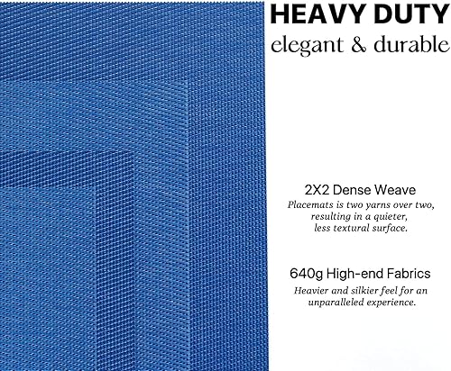 Miniatura 113 de LEXMORE Juego de 6 manteles individuales tejidos de vinilo/plástico para mesa de cocina, interior/exterior, lavables, manteles individuales lavables