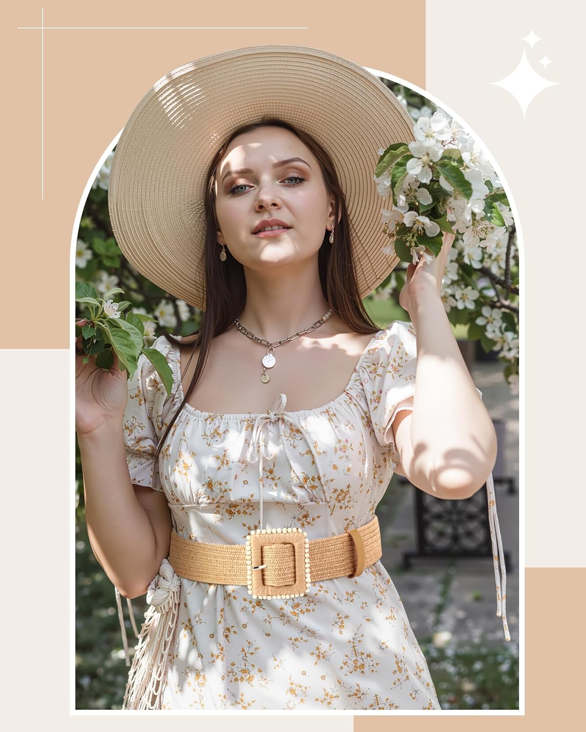 WILLBOND 4 Pcs Straw Woven Belt Elastic Stretch Rattan Buckle Waist Belt Women Skinny Raffia Dress Waist Band - Image 3