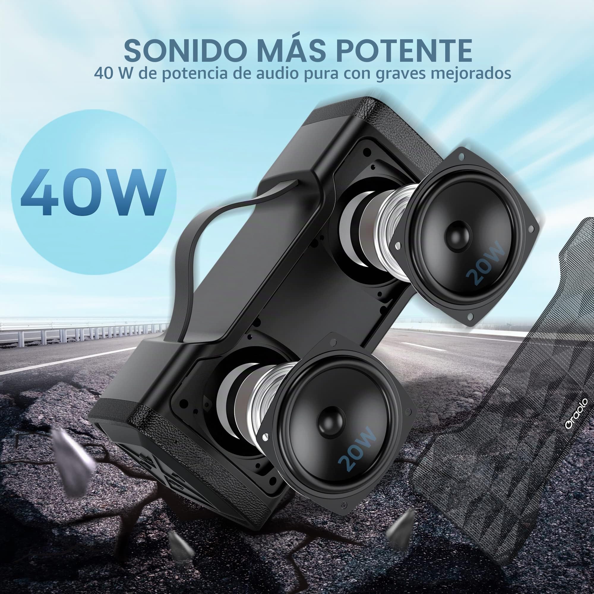 oraolo Altavoz Bluetooth Grande 5.3, Altavoz Bluetooth Potente 40W