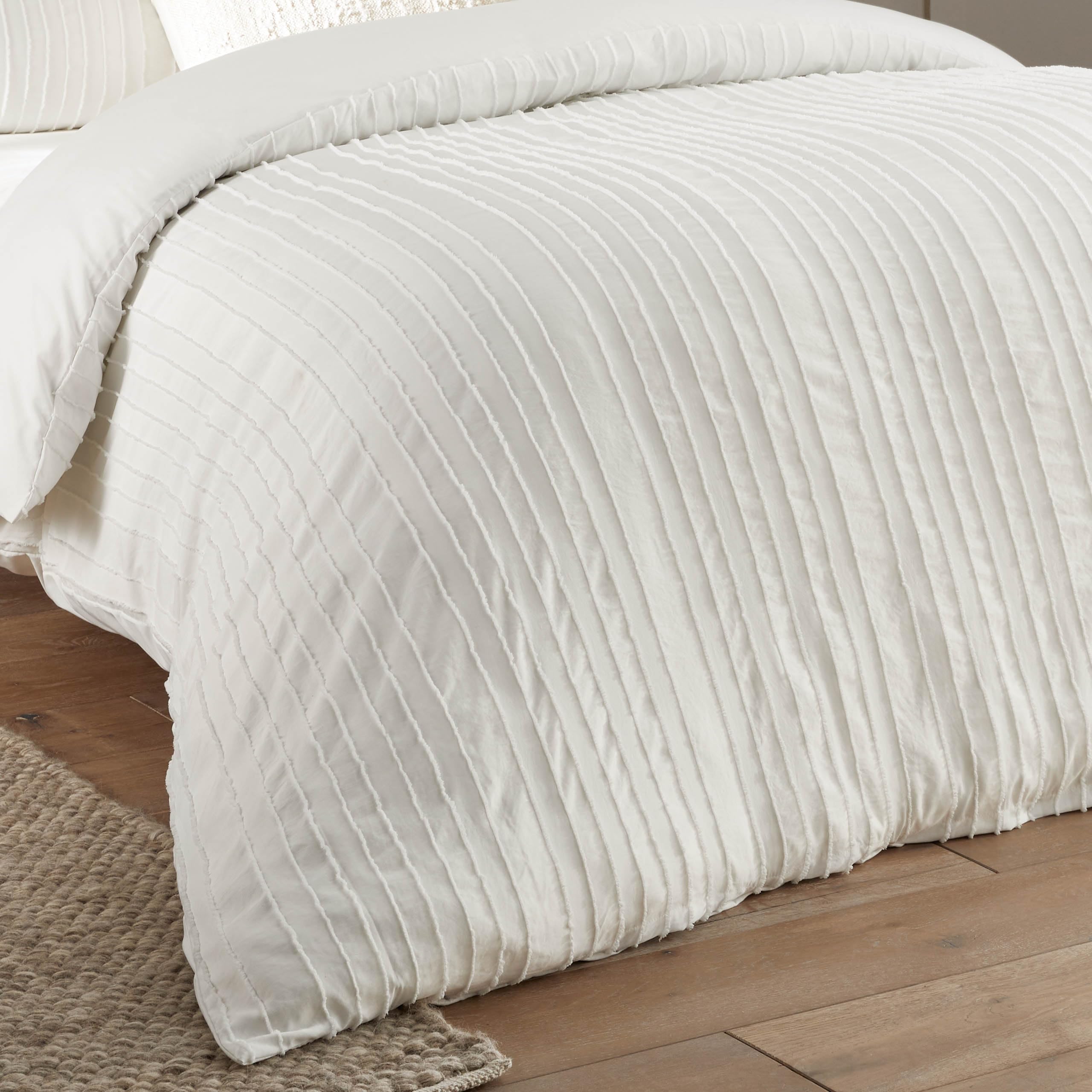 furn. Duvet Day Harrison Stripe Copripiumino – Design Minimale Trapuntato Con Tessuto Morbido Al Tatto E Finitura Di Facile Manutenzione (Bianco - Doppio)