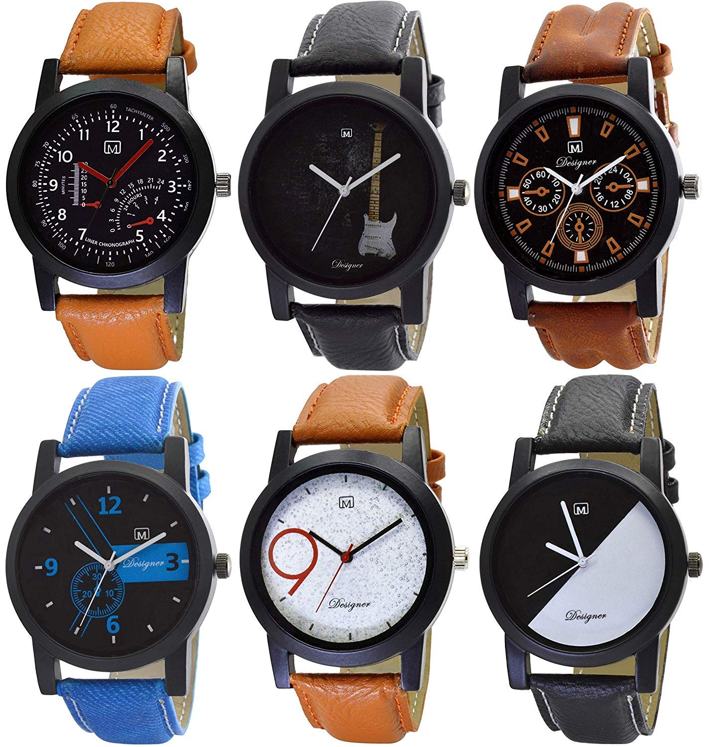 Bollywood Designer Analogue Multi Colour Dial Mens & Boys Watch Combo Pack of 6 (Mi-29125897) (B07YJ4WZMY) Amazon Price History, Amazon Price Tracker