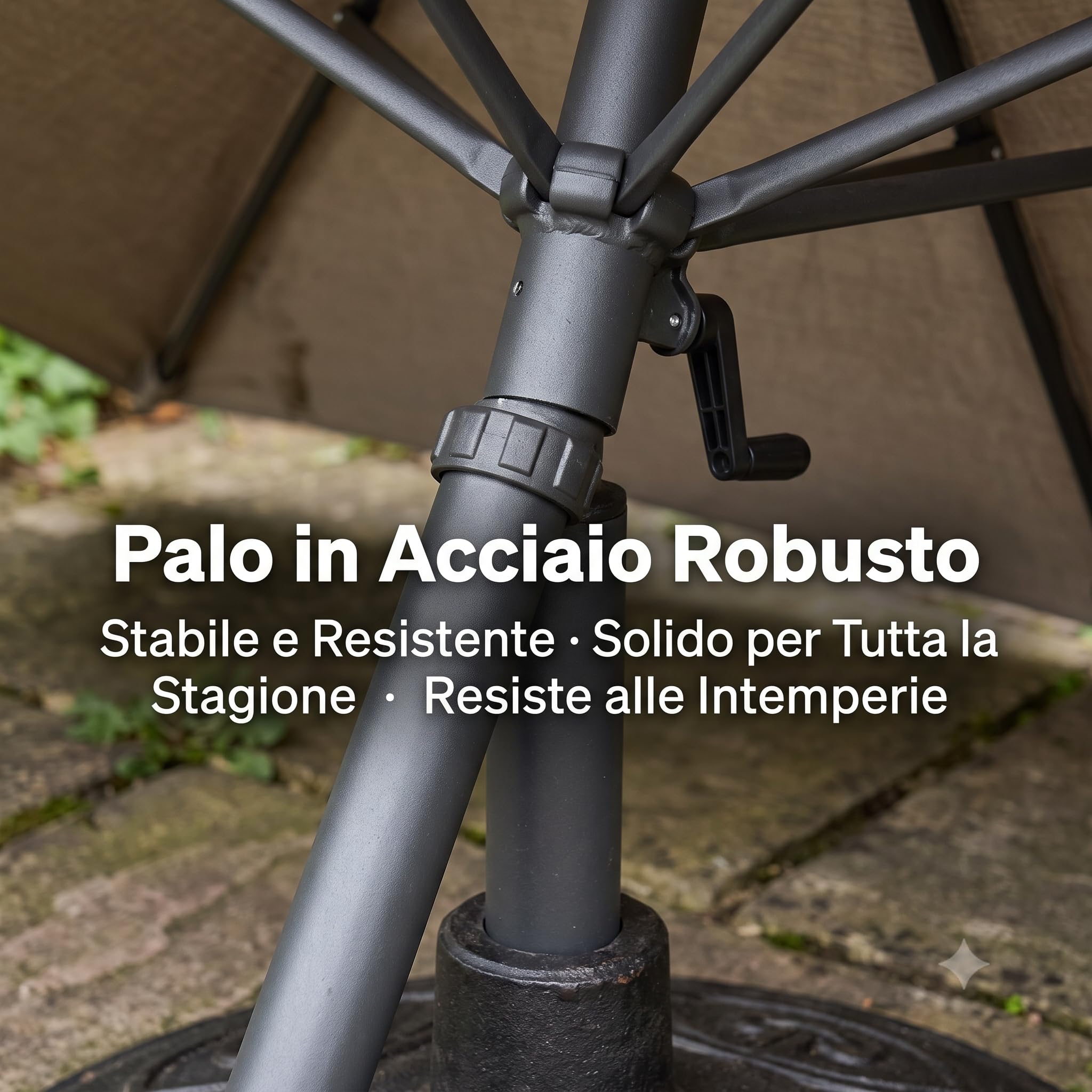 Lemag Ombrellone da Giardino Rettangolare 2x3 m con Manovella – Parasole Ecrù per Terrazzo e Esterno con Palo in Acciaio Robusto – Apertura Facile per Tavolo da Pranzo | Made in Italy