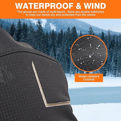 Miniatura 4 de LMLALML Guantes de invierno para hombres y mujeres, impermeables, para ciclismo, conducción, correr, para clima frío