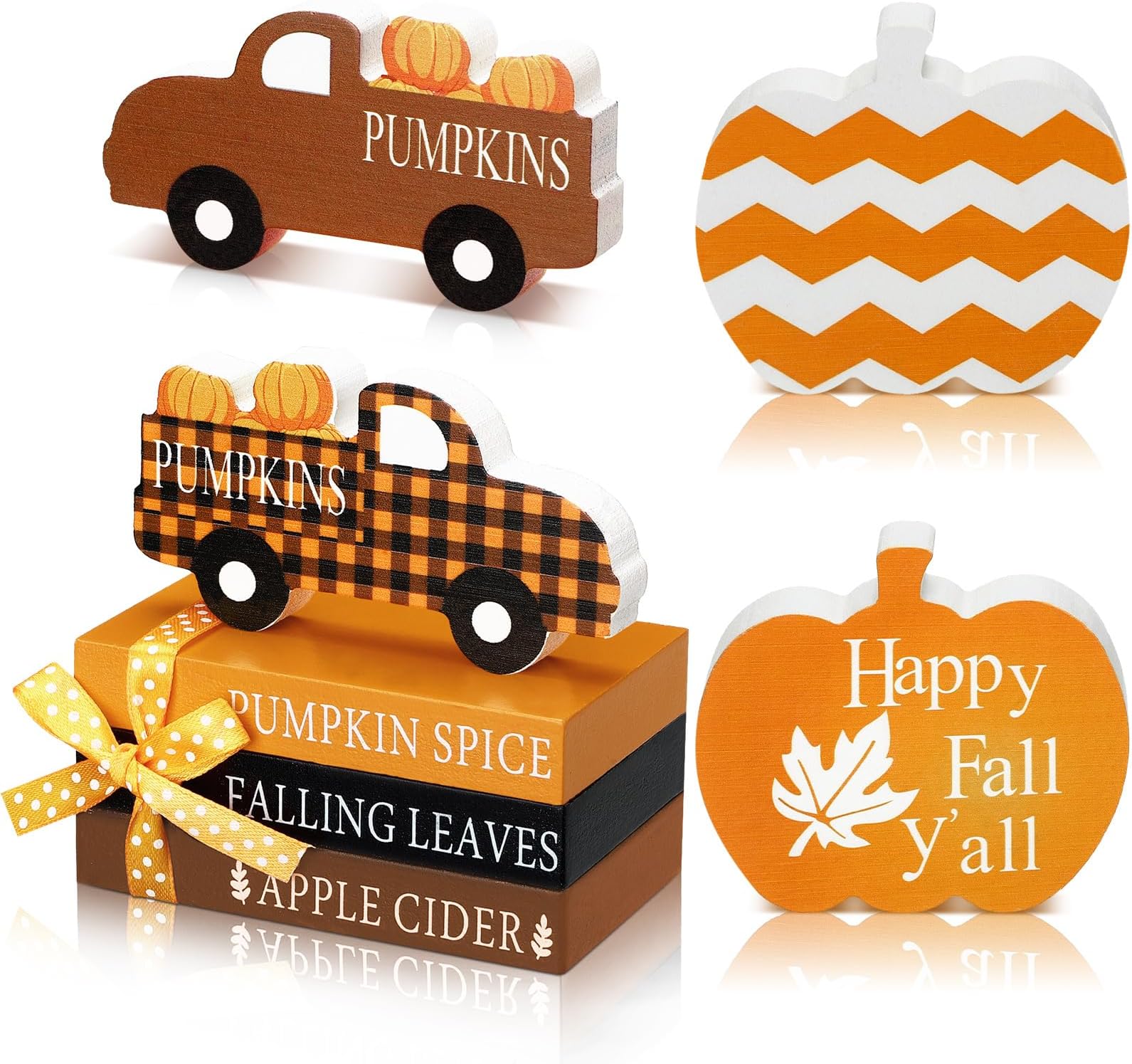 Blulu 5 Pcs Fall Decorations for Home Office, Thanksgiving Pumpkin Decor