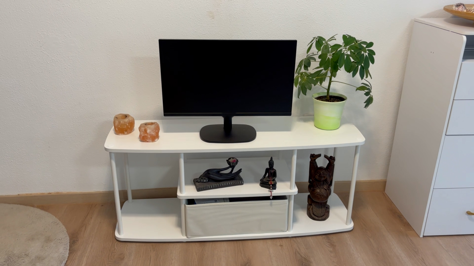 TV-meubel 110 cm - Wit - 3 Niveaus - Zonder Gereedschap te Monteren