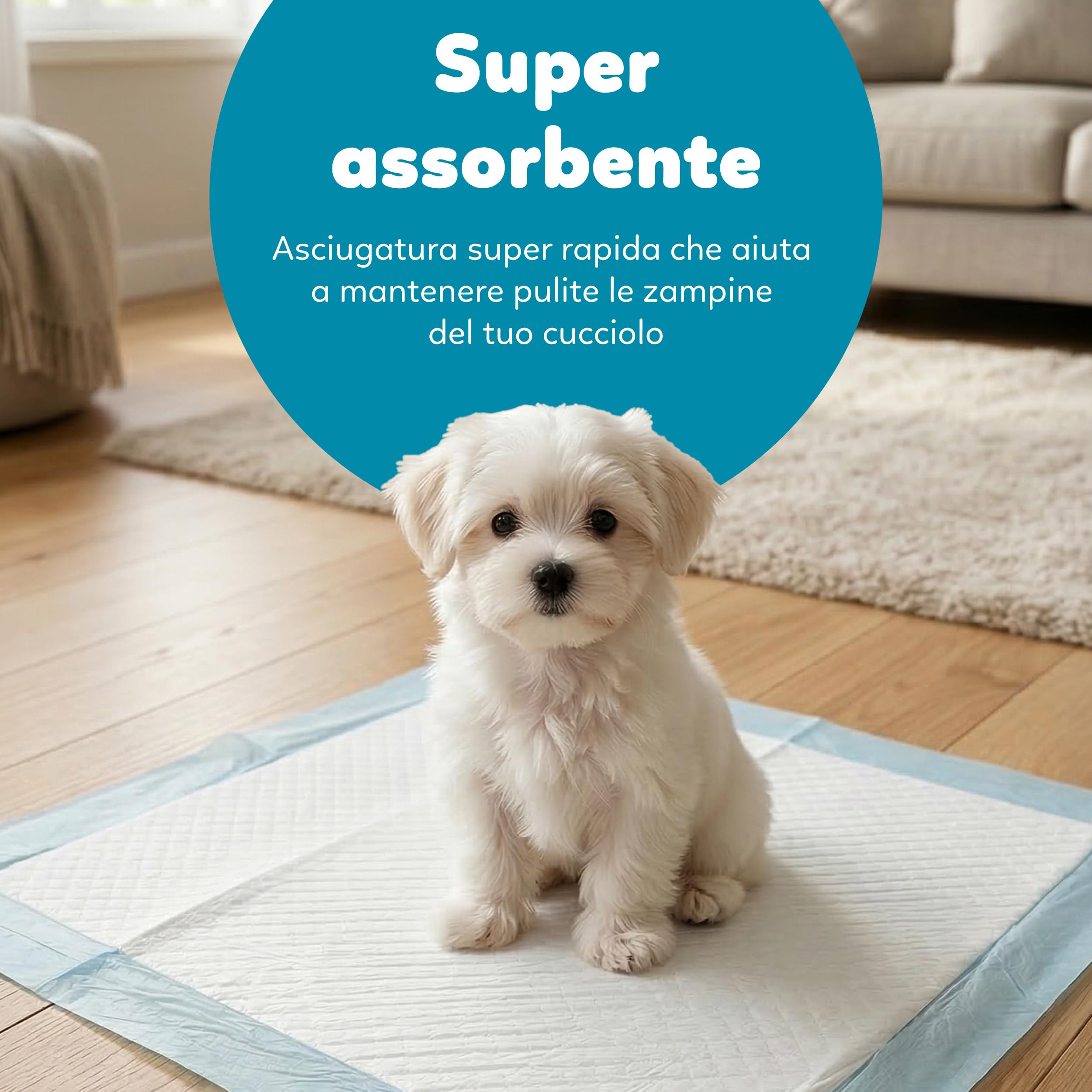 Tappetini Assorbenti per Cani e Cuccioli 60x60 cm Ultra Assorbenti, Igienici e Impermeabili con Design a 5 Strati e Strisce Adesive Ideali per Addestramento, Confezione da 180 Pezzi
