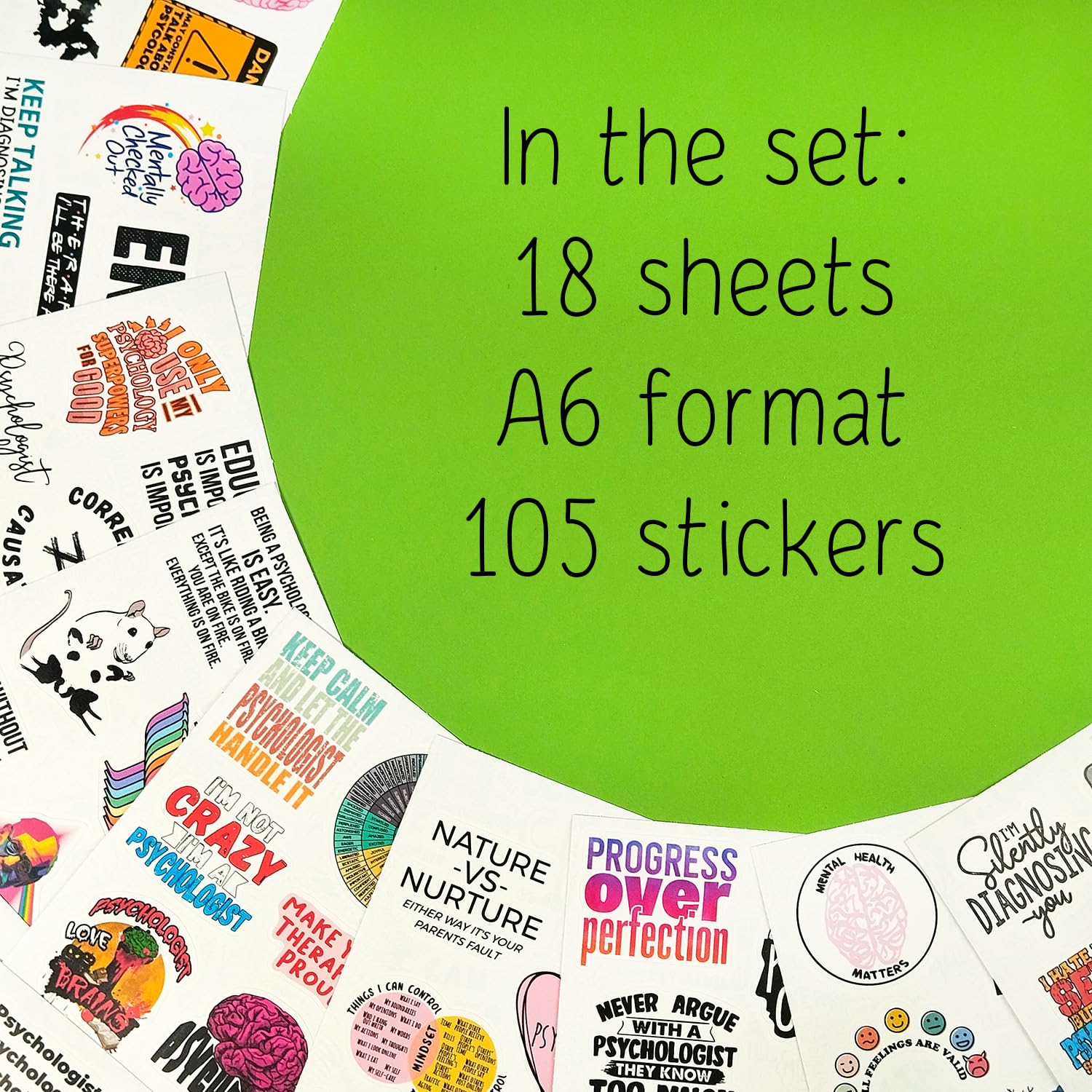 BulbaCraft Psychology Stickers (100Pcs), Funny Vinyl Decals for Laptop, Therapy Gifts, Psychologist Stickers for Women & Men, Waterproof, Reusable