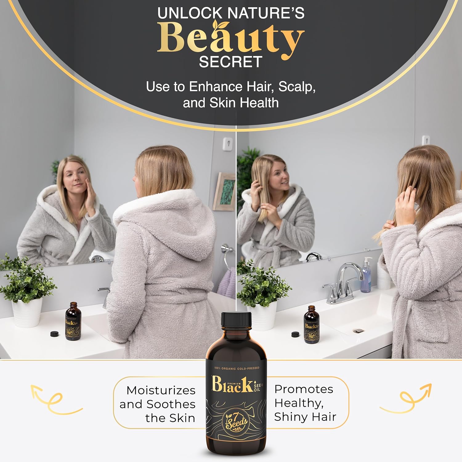 7 Seeds Cold Pressed Black Seed Oil - 240 ml Cold Pressed Nigella Sativa Liquid for Immune Support, Inflamation Support, Digestion, Hair & Skin (8 Fl Oz)