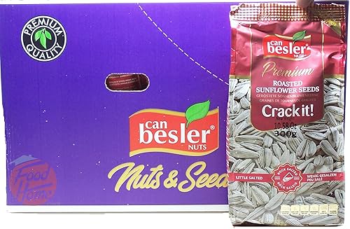 Besler puede semillas de girasol tostadas, poco saladas, bolsas de 10.58 oz, caja de 14