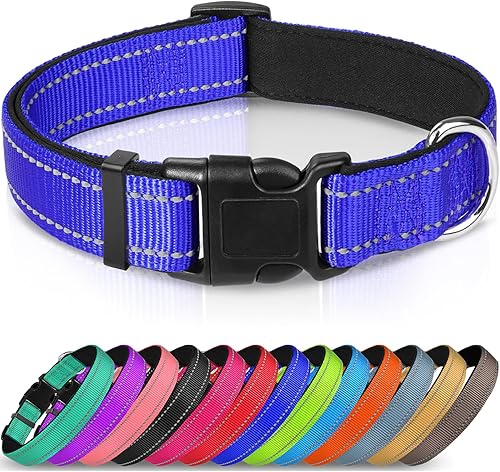 Joytale - Collar reflectante para perro, de neopreno suave y acolchado, de nailon transpirable, para mascotas, ajustable para cachorros y perros