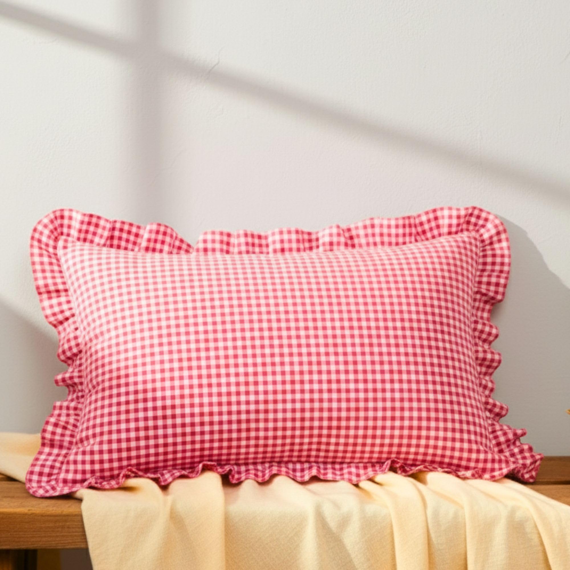 Red Pillow Covers - Set of 2 | Checkered Pillow Cases -14