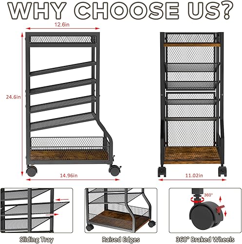Vista 6 de keomaisyto Organizador de archivos de pie de 6 niveles para organización de oficina, soporte para archivos debajo del escritorio con bandejas