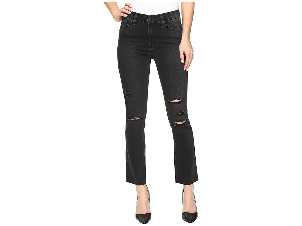 

Paige Jacqueline Straight w/ Raw Hem in Carbon Black Destructed (Carbon Black Destructed) Women's Jeans