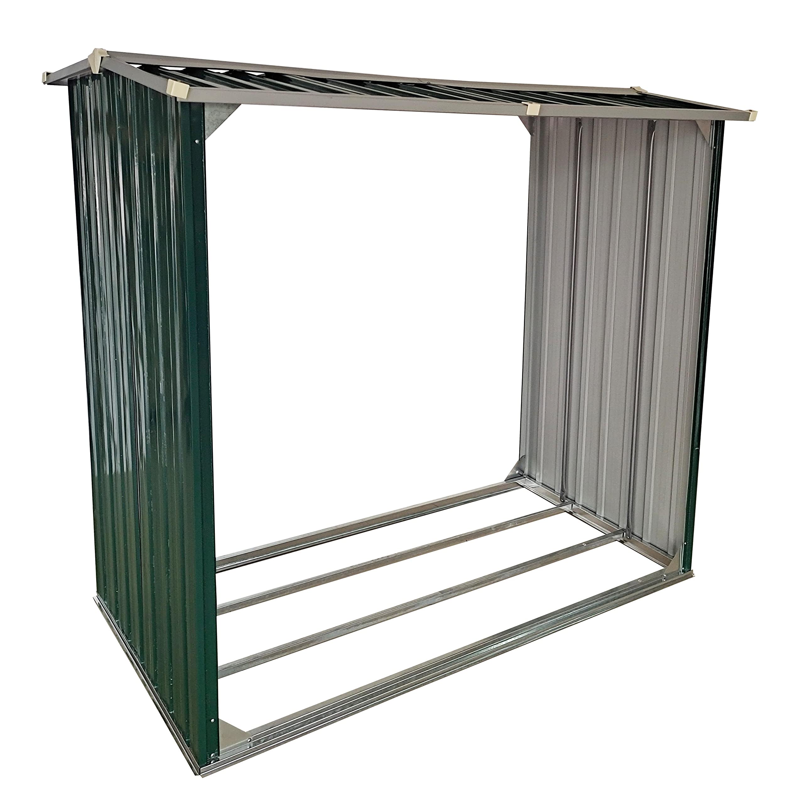 ESTEXO Brennholzunterstand Holzunterstand Brennholz 172x91x154 cm Regal Lager Unterstand Holz Metall Holzregal Holzlager Brenholzlager Brennholzregal Spitzdach Grün