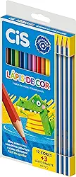 Lápis de Cor CIS, Caixa com 12 cores + 3 lápis grafite HB N2, Multicolorido, 44.8003