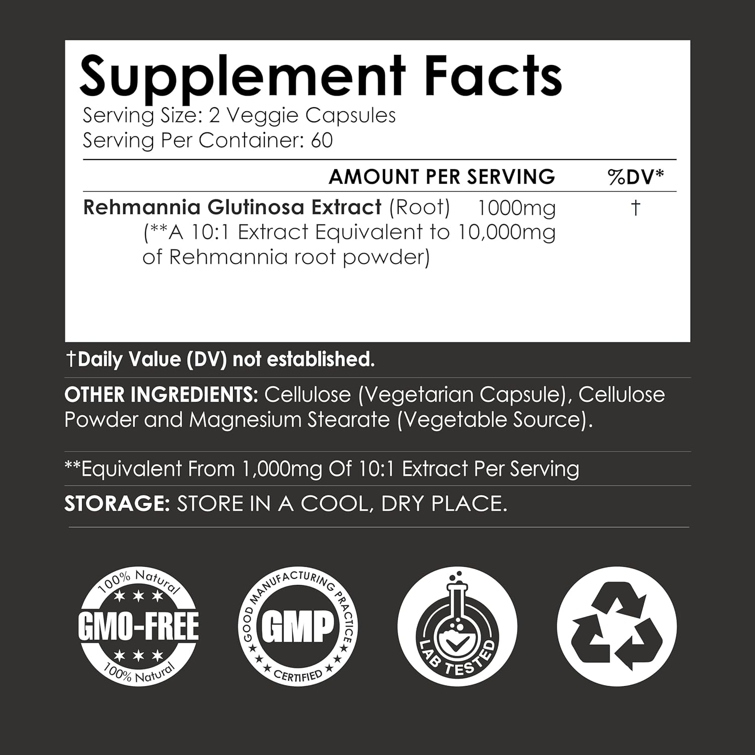 Rehmannia 10:1 Extract 1000mg | Premium Rehmannia Root Concentrate | High Potency Herbal Supplement for Daily Wellness | Vegan Capsules | Non-GMO Pure Plant Extract | 120 Veg Capsules - Image 2