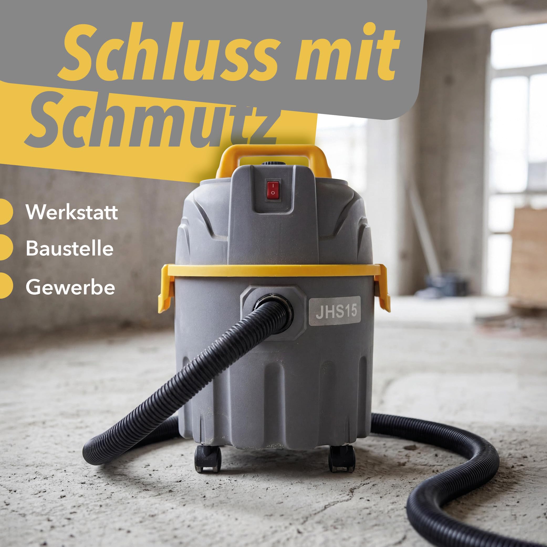 G.I.V. JHS15 Nass- und Trockensauger 15L 1000W 16kPa HEPA Filter beutelloser Staubsauger