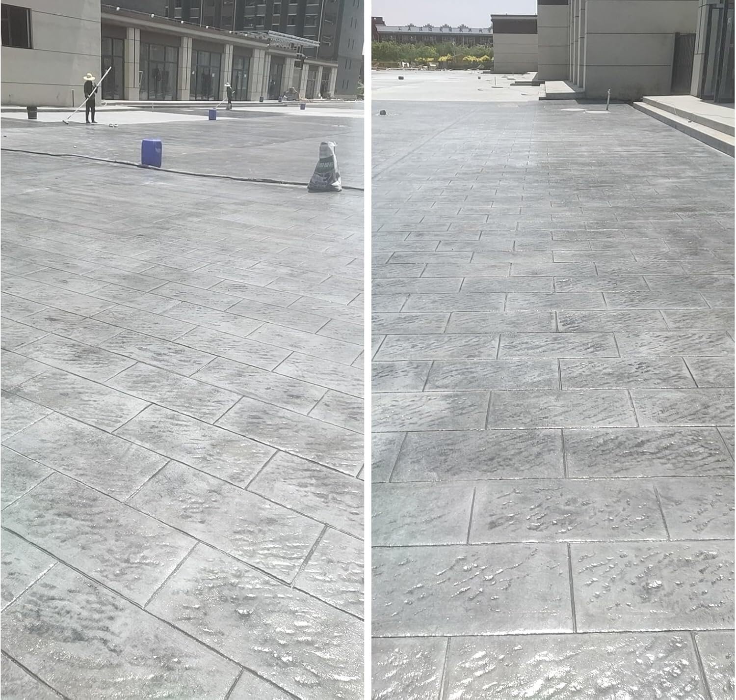 Molde para pavimentación con patrón de ladrillo de hormigón (MP) - Estera de pavimentación Estampada de Cemento para jardín, Textura de Piedra Rayada, Adecuada para Patios y senderos - fácil