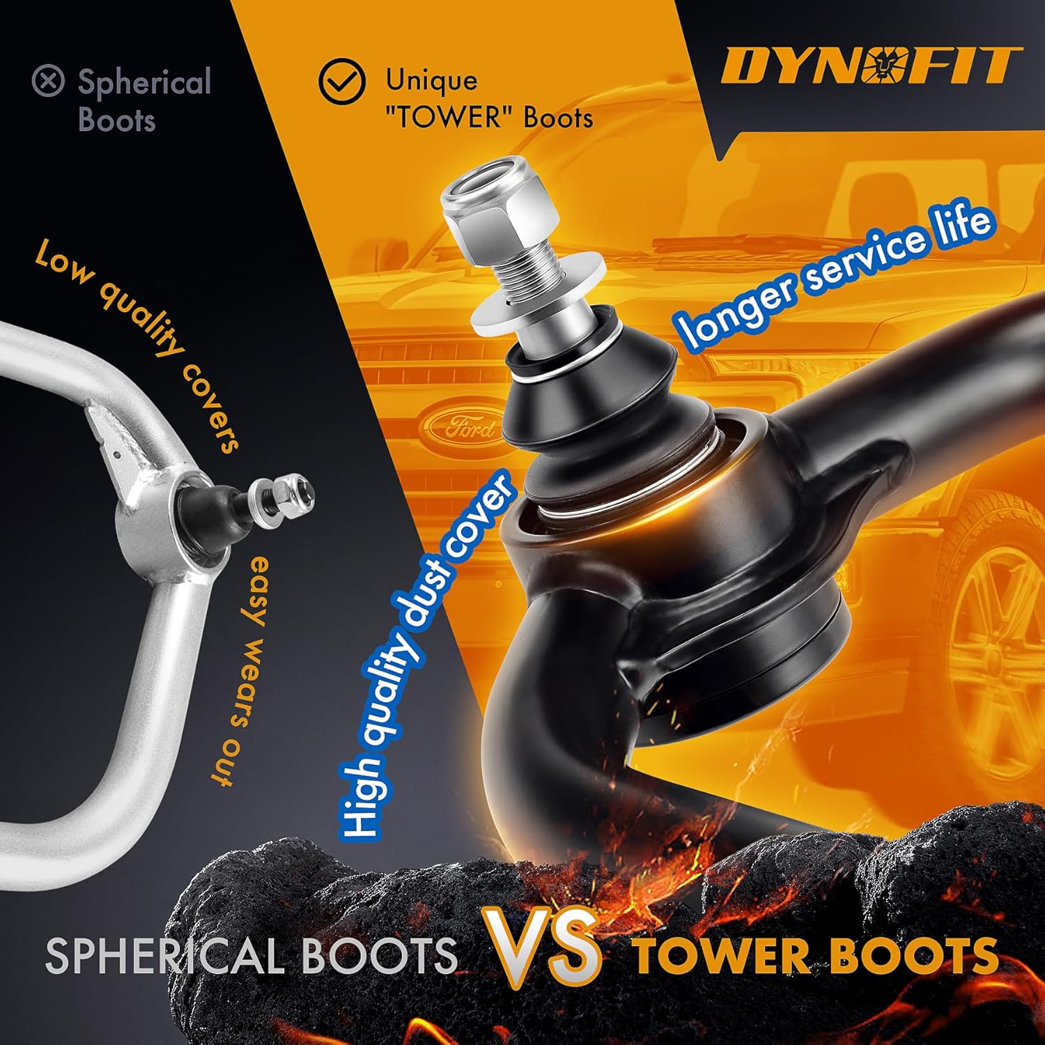 Dynofit F150 Upper Control Arms for 2-4 Leveling Kit, Front Suspension Tubular Control Arm for 2004-2020 Ford F-150, Ball Joint Angle Correction for Lift Kit & Off-Road Performance, Set of 2 Pcs